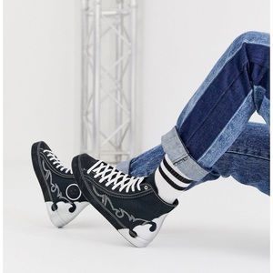 Women’s Converse All Star Sasha Western Hi Top Black Silver Embroidered Sz 11